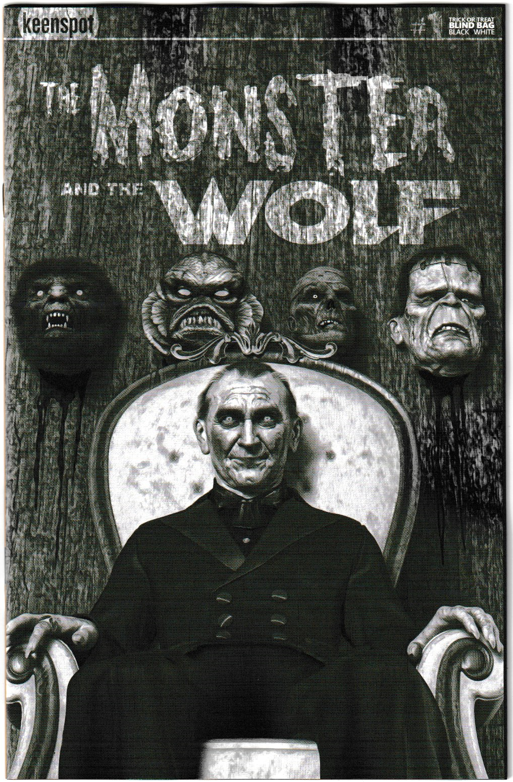 Mark Spears Monsters: The Monster & The Wolf #1 Black and White Cover Bundle - Complete Set A61-A65 Black and White Variant - Print Run of 500 + Black and White Sketch Covers (Lot of 7 Books)