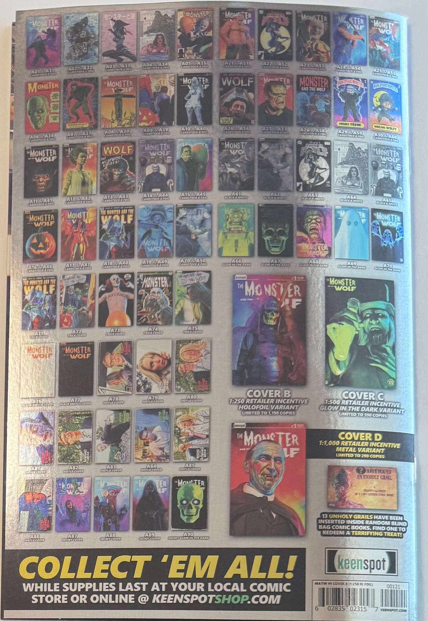 Mark Spears Monsters: The Monster & The Wolf #1 All Retailer Incentive Variant Bundle - Complete Set of C,D,E Retailer Incentive Covers + Black & White Sketch Covers (Lot of 5 Books)