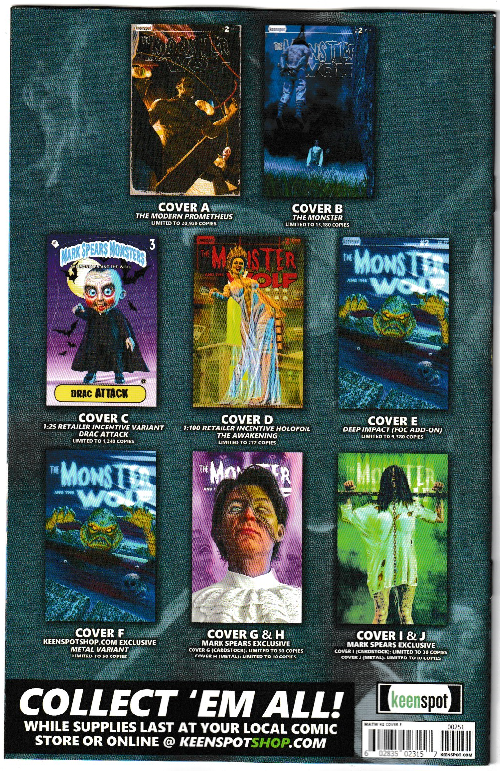 MARK SPEARS MONSTERS THE MONSTER & THE WOLF #2 CVR E DEEP IMPACT FOC ADD-ON VAR