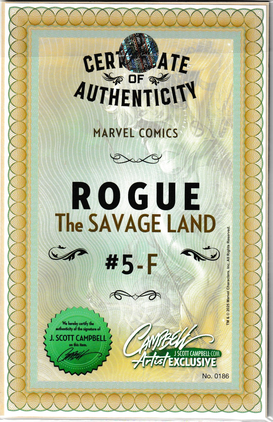 Rogue: The Savage Land #5 JSC Artist EXCLUSIVE (2025) Cover F: Pinup Rogue, limited to 1,000 copies - Signed with COA (NM/NM+)