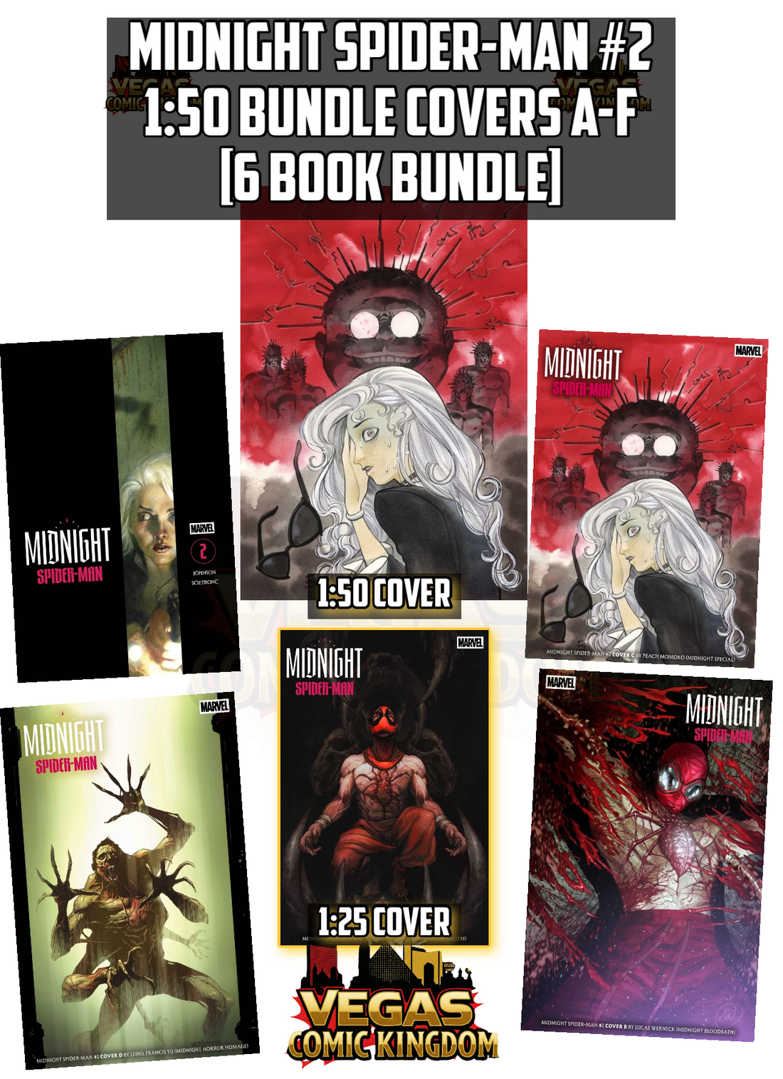 MIDNIGHT SPIDER-MAN #2 1:50 BUNDLE A–F [6 BOOK BUNDLE] — 1ST PRINT! FOC 10/12/2026 | ON SALE 11/18/2026
