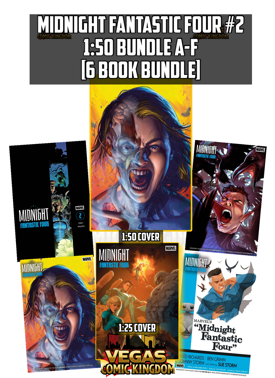 MIDNIGHT FANTASTIC FOUR #2 1:50 BUNDLE A-F [6 BOOK BUNDLE] — FOC 10/12/2026, ON SALE 11/18/2026!
