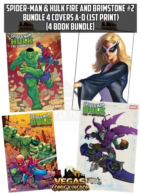 SPIDER-MAN & HULK FIRE AND BRIMSTONE #2 — ALL COVER A–D [4 BOOK BUNDLE] (1ST PRINT)!