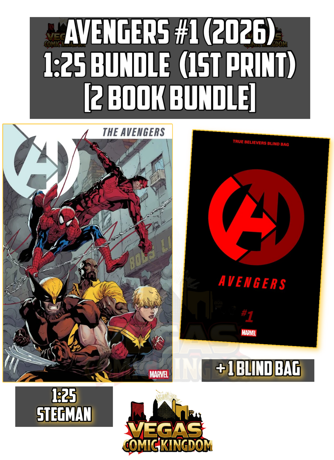AVENGERS #1 COVER J 1:25 RYAN STEGMAN + 1 BLIND BAG — 1ST PRINT! FOC 08/24/2026 | ON SALE 11/04/2026