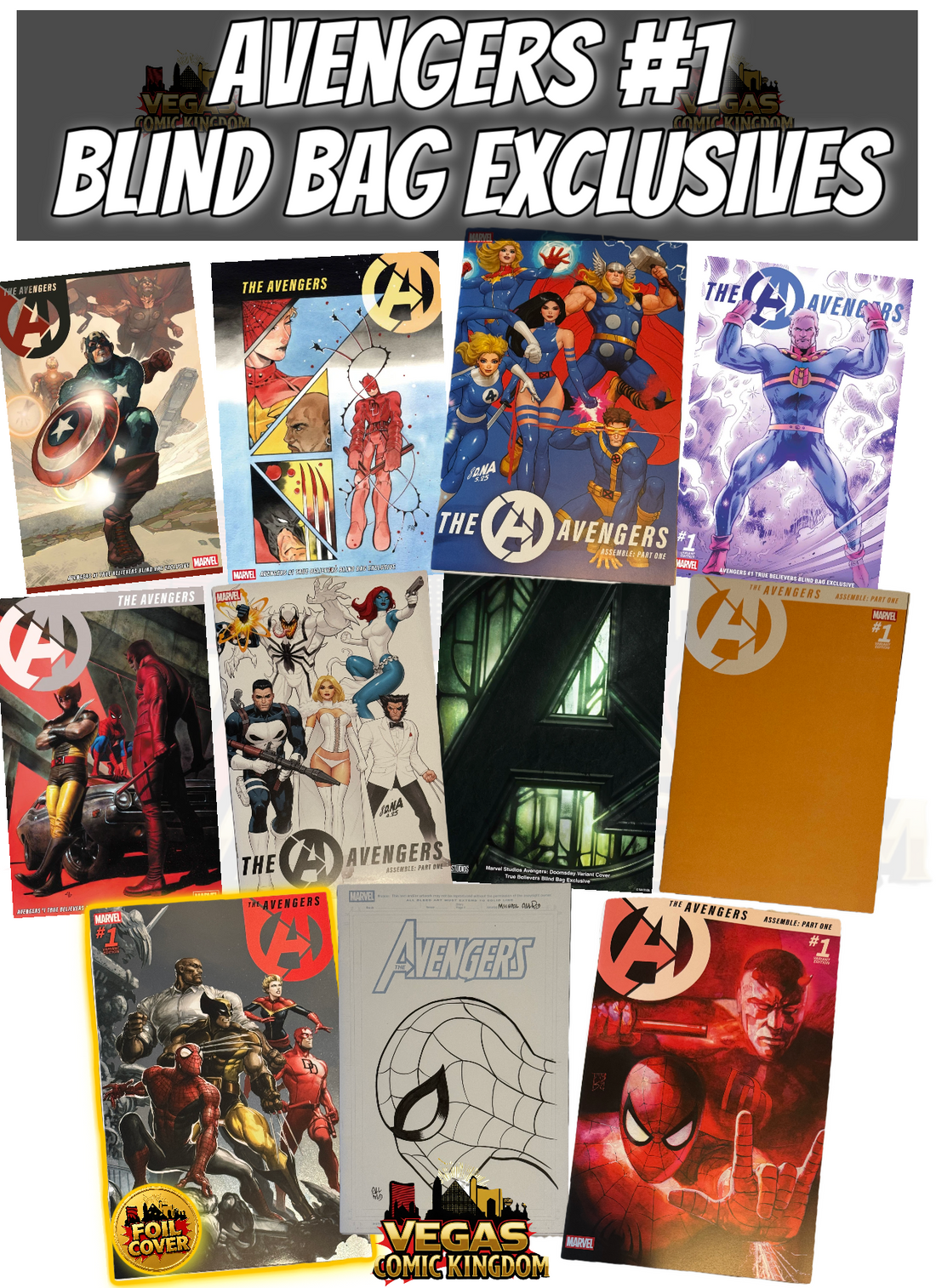AVENGERS #1 X1 TRUE BELIEVERS BLIND BAG COVER I — AVAILABLE NOW AT VEGAS COMICS