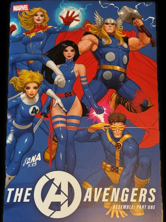AVENGERS #1 DAVID NAKAYAMA COLOR BLOCK BLUE BLIND BAG WRAPAROUND EXCLUSIVE — AVAILABLE NOW AT VEGAS COMICS