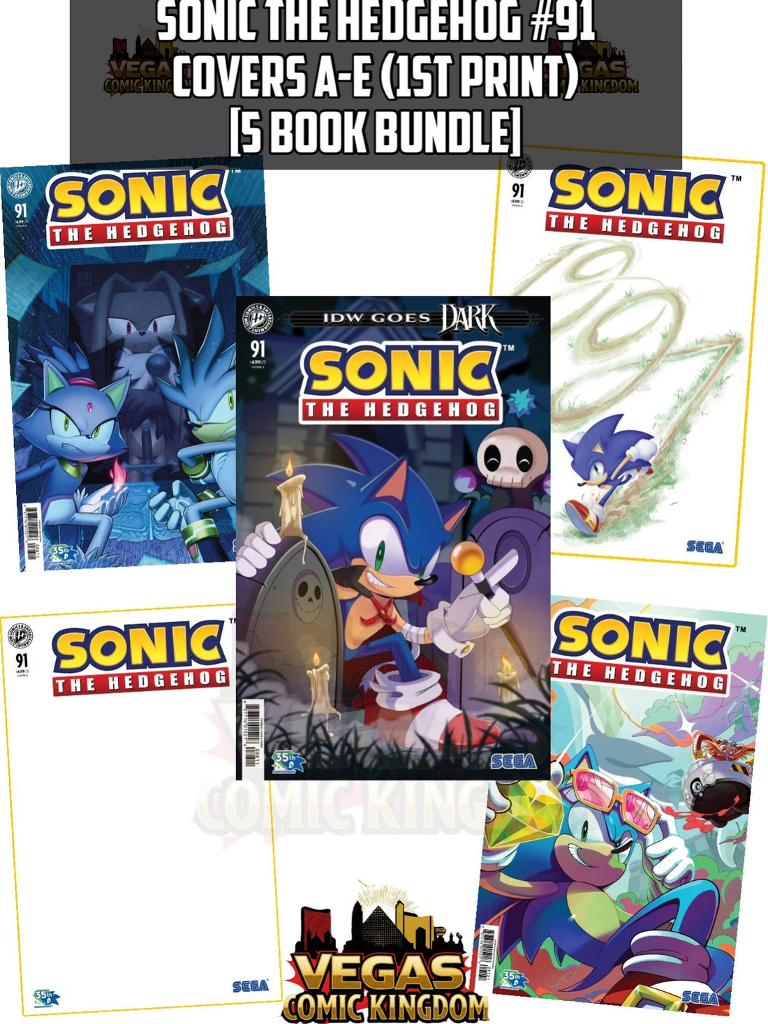 SONIC THE HEDGEHOG #91 — ALL BUNDLE A–E [5 BOOK BUNDLE] (1ST PRINT)!
