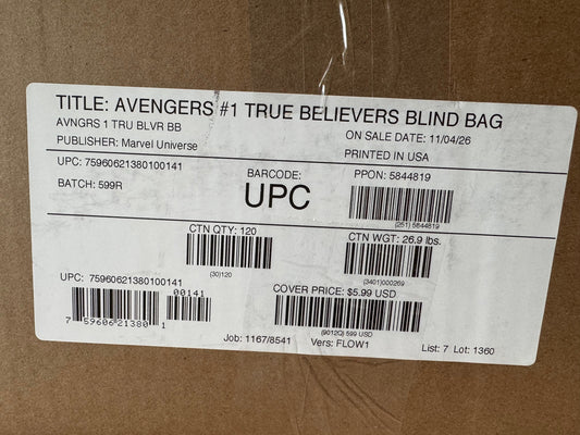 AVENGERS #1 X120 BAGS 1 UN-OPENED DISTRIBUTOR BOX OF 120 WITH SHIPPING — AVAILABLE NOW AT VEGAS COMICS