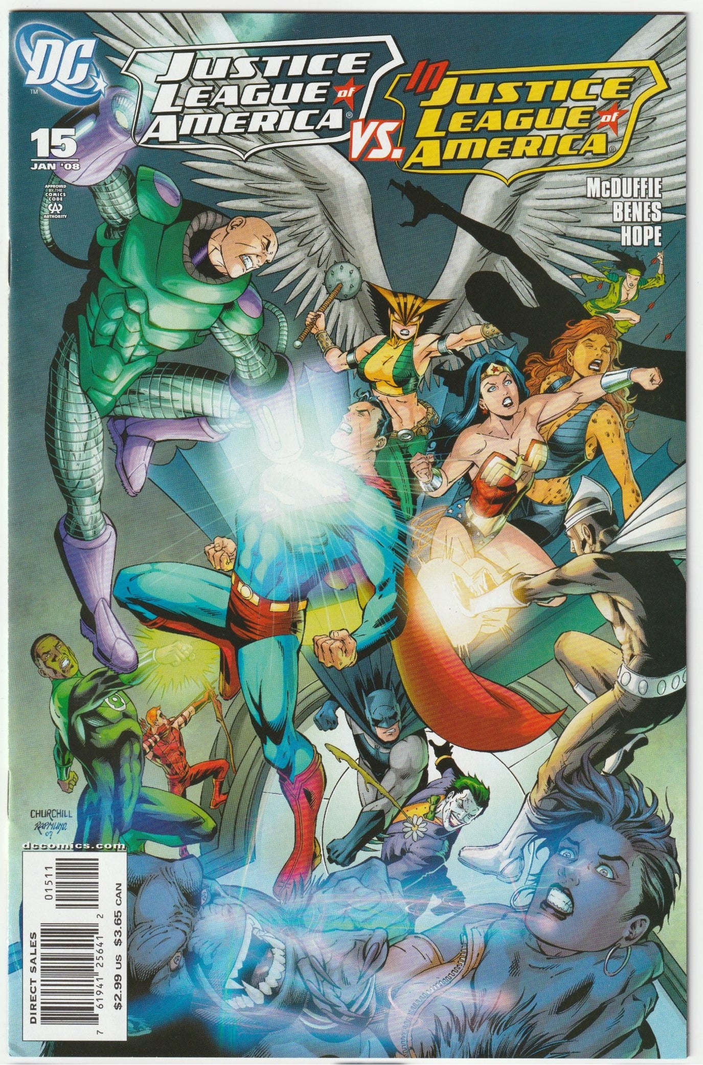 Seize the power of a modern DC standout with Justice League of America (2006) #15, a collector’s treasure brimming with investment upside! Released in November 2007, this gripping issue from Dwayne McDuffie’s stellar JLA run marks the explosive conclusion of the Injustice League arc, as Superman, Batman, and Wonder Woman lead their team to a hard-fought victory. With Ed Benes’ jaw-dropping artwork and McDuffie’s masterful storytelling, JLA #15 delivers a climactic payoff that solidifies its status as a key 