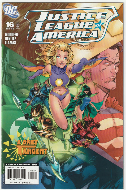 Step into the next chapter of DC’s modern epic with Justice League of America (2006) #16, a collector’s gem radiating investment potential! Released in December 2007, this captivating issue from Dwayne McDuffie’s dynamic JLA run launches a fresh arc, as Superman, Batman, and Wonder Woman guide their League through new challenges in the aftermath of the Injustice League battle. With Ed Benes’ striking artwork and McDuffie’s sharp narrative, JLA #16 offers a bold new beginning that strengthens its place in th