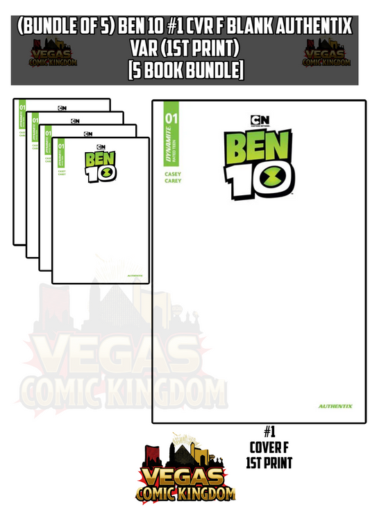 BEN 10 #1 CVR F BLANK AUTHENTIX VAR (1st Print) [5 Book Bundle]