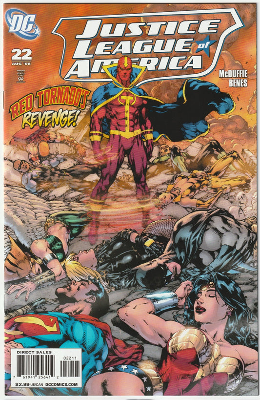 Unleash a cosmic clash with Justice League of America (2006) #22, a collector’s gem radiating investment potential! Released in June 2008, this stellar issue from Dwayne McDuffie’s JLA run sees Superman, Batman, and Wonder Woman confronting an interstellar threat as Red Tornado’s return sparks chaos. With Ed Benes’ dynamic artwork and McDuffie’s sharp narrative, JLA #22 kicks off “The Second Coming” arc, blending team turmoil with epic stakes.