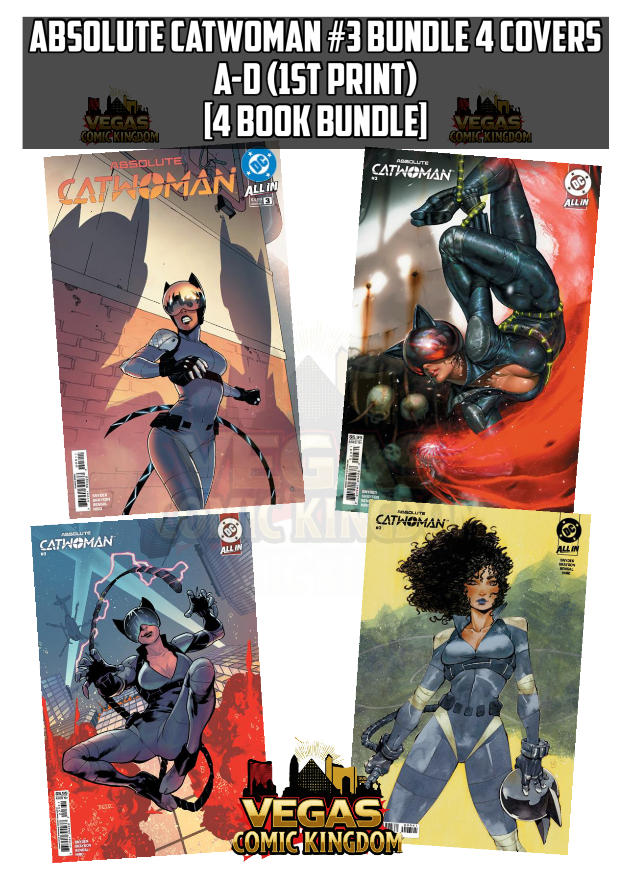 ABSOLUTE CATWOMAN #3 Bundle 4 Covers A-D (1st Print) [4 Book Bundle]