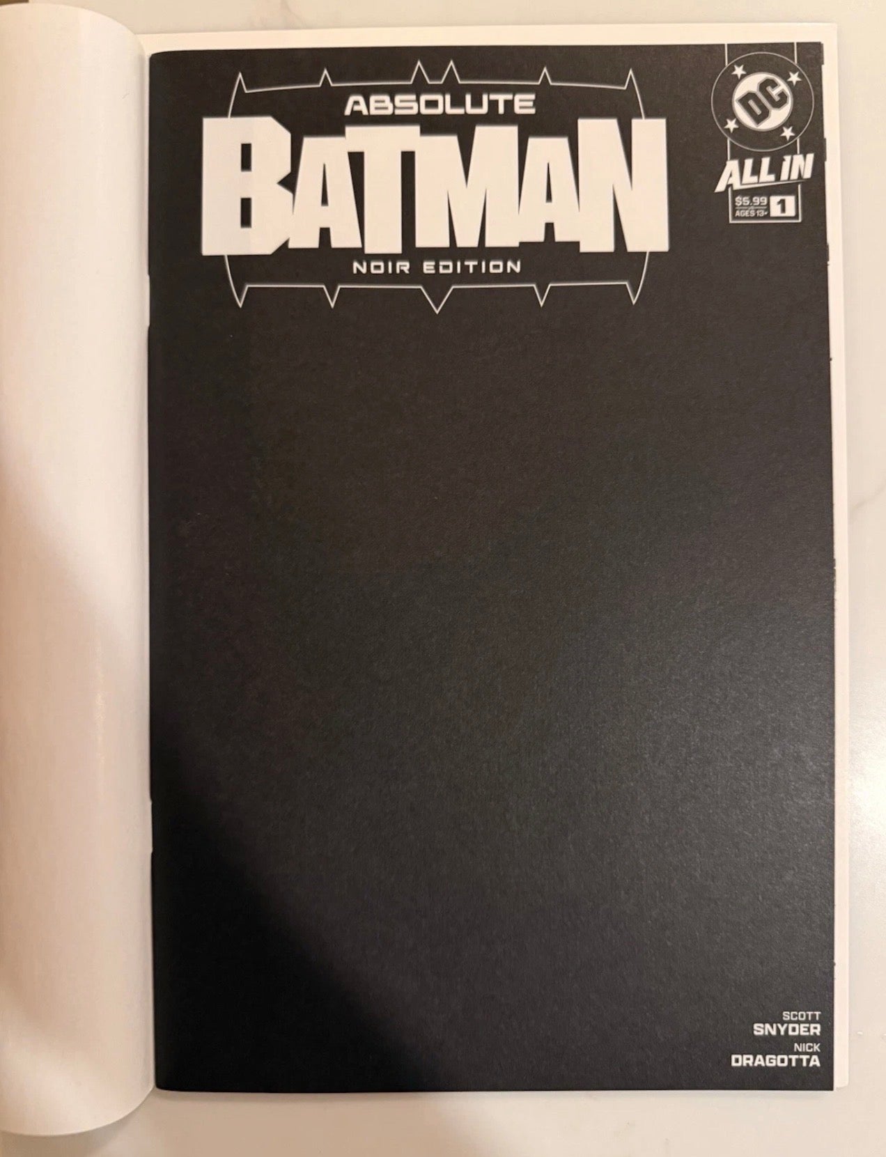 ABSOLUTE BATMAN #1 NOIR EDITION (ONE SHOT) CVR B BLACK BLANK [SIGNED BY SCOTT SNYDER]