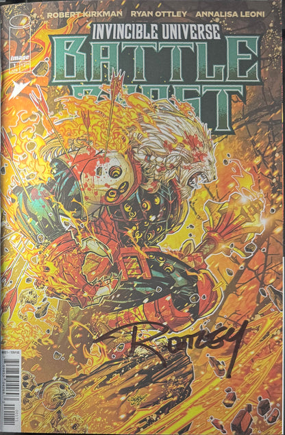 Invincible Universe: Battle Beast #1G – First Print, Jonboy Meyers 1:100 Incentive Holo Foil Variant Cover G, Signed by Ryan Ottley (NM/NM+)