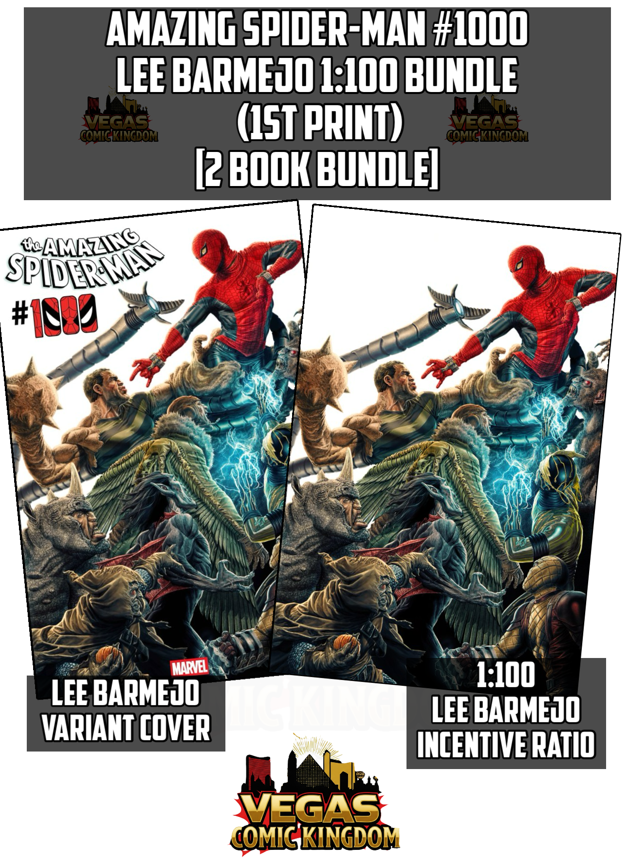 AMAZING SPIDER-MAN #1000 Lee Barmejo 1:100 Bundle (1st Print) [2 Book Bundle]