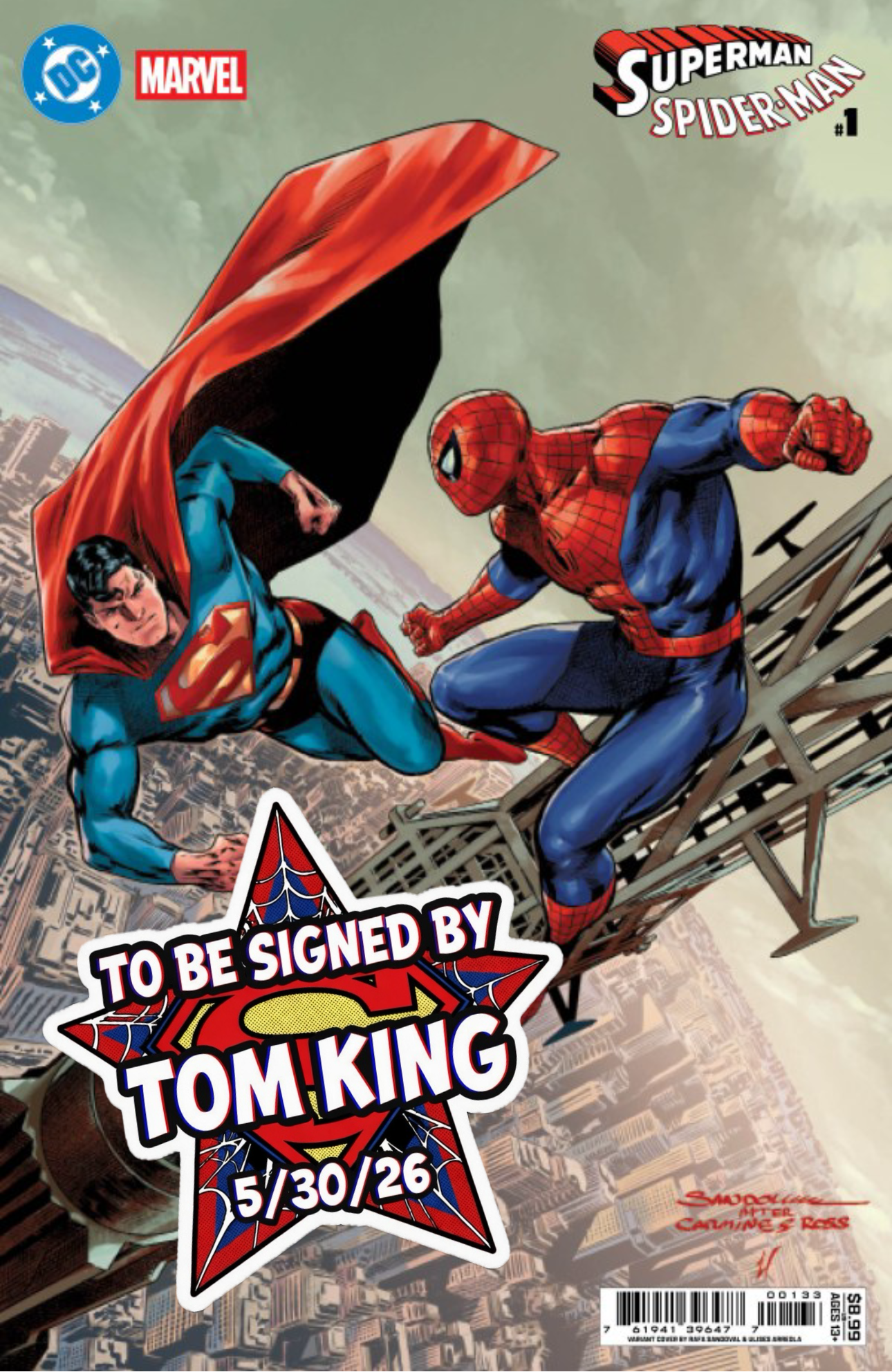 DC/Marvel: Superman/Spider-Man #1 (One-Shot) Card Stock Cover S Rafa Sandoval [SIGNED BY TOM KING]