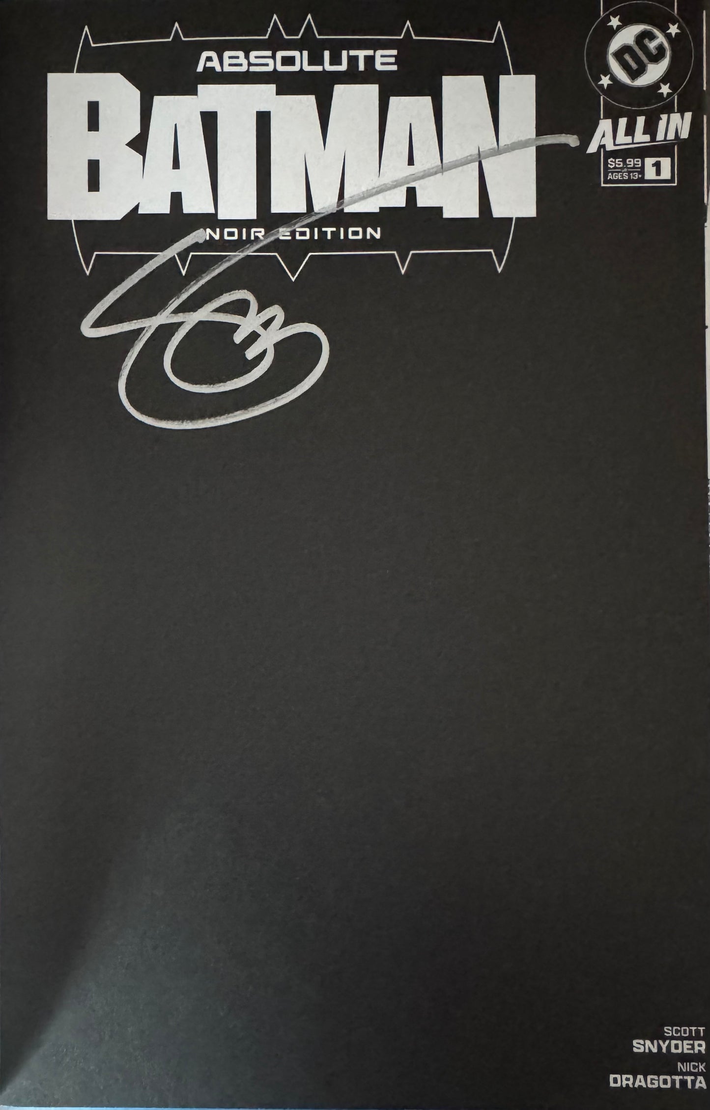 ABSOLUTE BATMAN #1 NOIR EDITION (ONE SHOT) CVR B BLACK BLANK [SIGNED BY SCOTT SNYDER]
