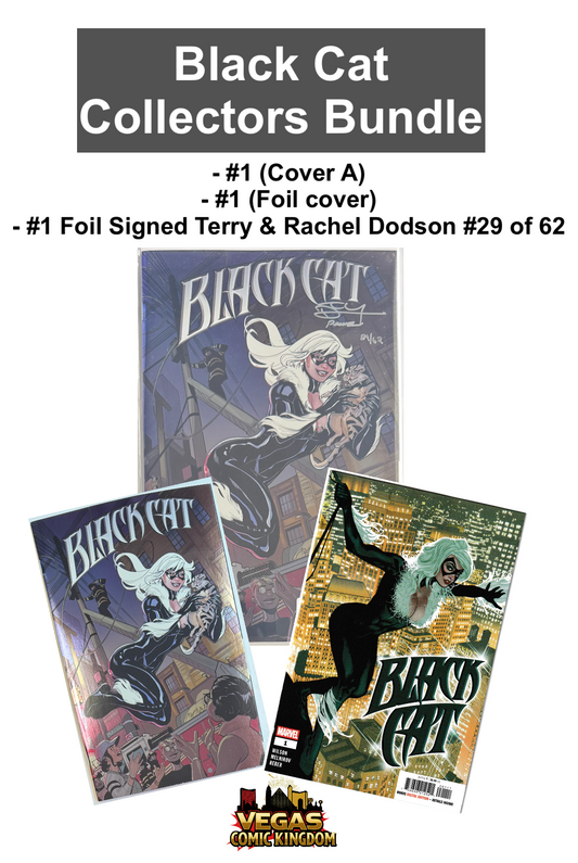 Black Cat Collectors 3 Book Bundle: Black Cat #1 Foil Variant Signed by Terry and Rachel Dodson with COA #29 of 62 + Black Cat #1 Cover A & #1 Foil Cover