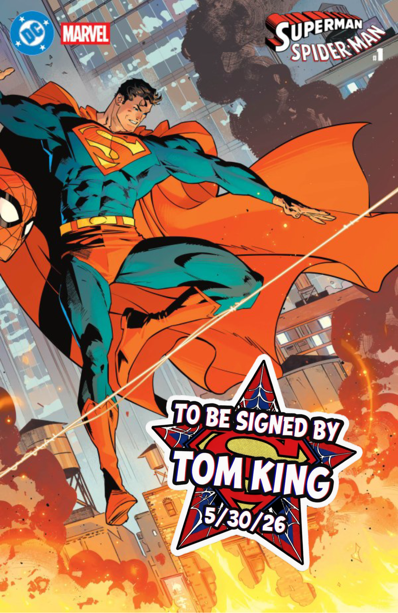 DC/Marvel: Superman/Spider-Man #1 (One-Shot) Card Stock Cover X Jorge Jimenez Wraparound Cardstock [SIGNED BY TOM KING]