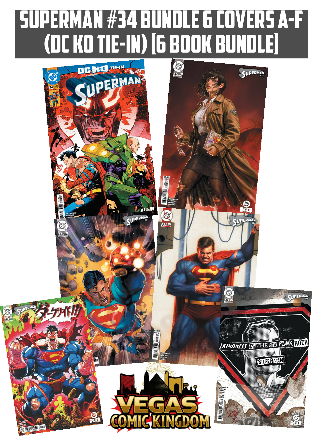 SUPERMAN #34 Bundle 6 Covers A-F (DC KO Tie-In) [6 Book Bundle]