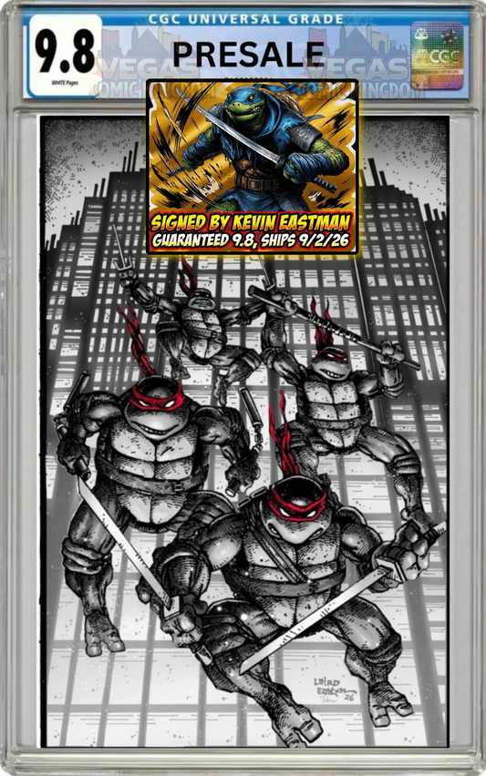 Teenage Mutant Ninja Turtles #20: 300th Issue 1:1000 Incentive Ratio (Eastman & Laird Full Art B/W/R 1:1000) [CGC 9.8, Signed by Kevin Eastman]
