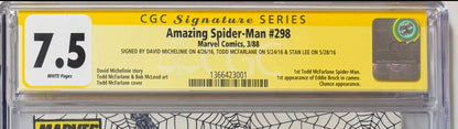 Amazing Spider-Man (1963) #298 - CGC 7.5, White Pages- Signed Stan Lee, Todd McFarlane, David Michelinie (First Todd ASM, First Eddie Brock Appearance)