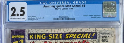 Amazing Spider-Man Annual #3 (CGC 2.5) – Daredevil, Avengers, and Hulk Appearances