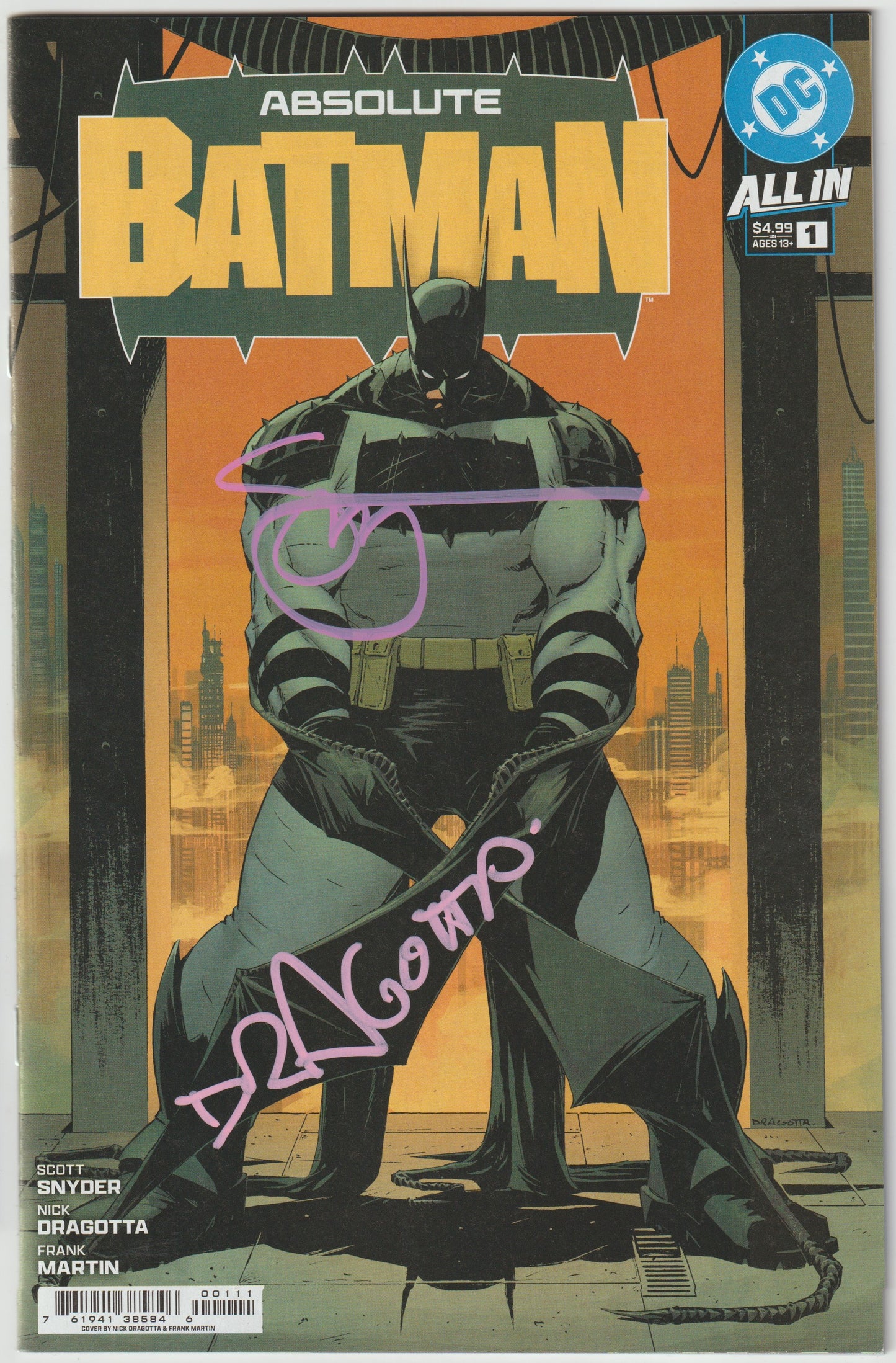 ABSOLUTE BATMAN #1 (1st Print) CVR A NICK DRAGOTTA (1st Print) [SIGNED BY SCOTT SNYDER & NICK DRAGOTTA - PINK]