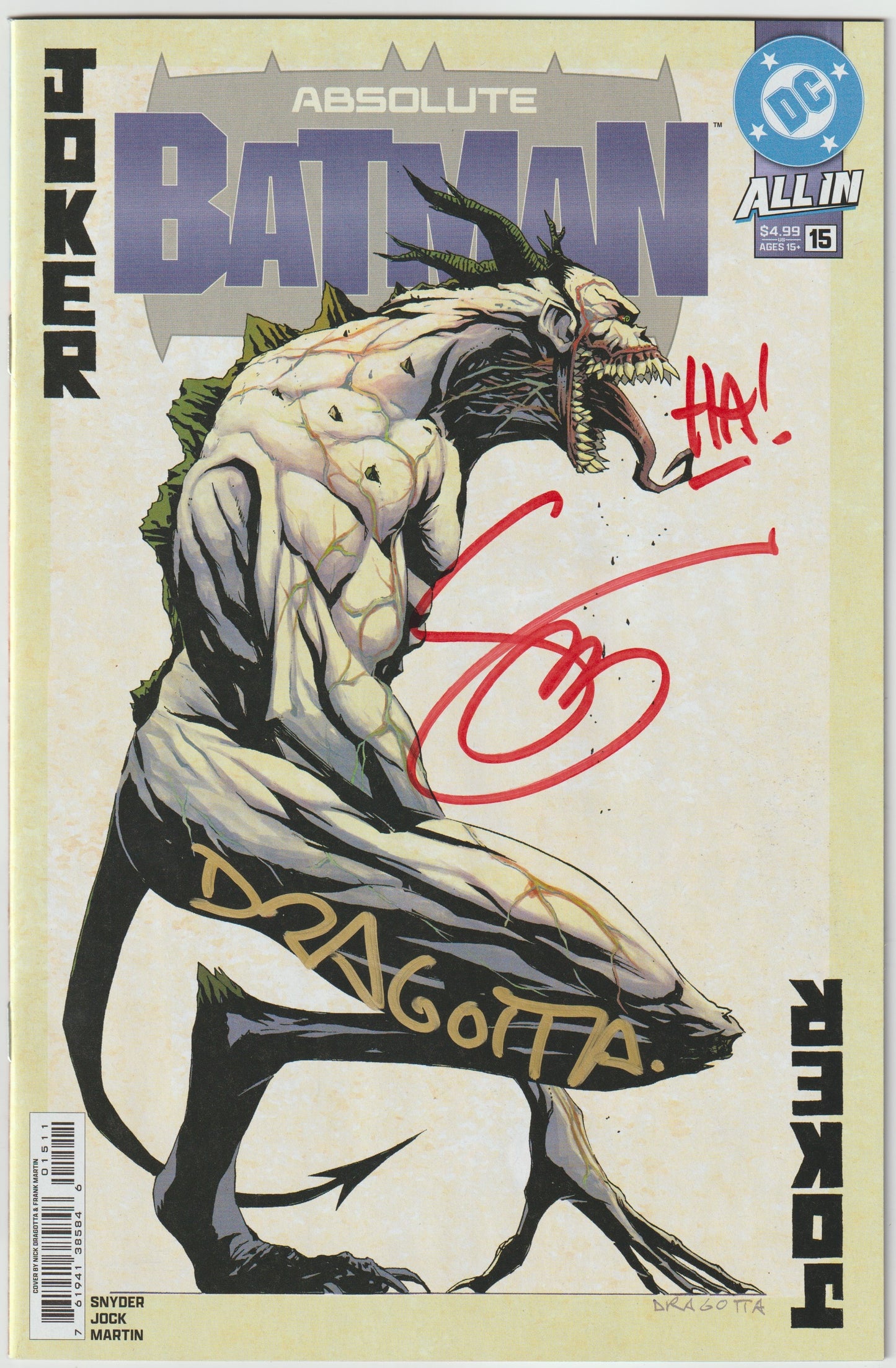 ABSOLUTE BATMAN #15 (1st Print & More) [SIGNED BY SCOTT SNYDER & NICK DRAGOTTA]