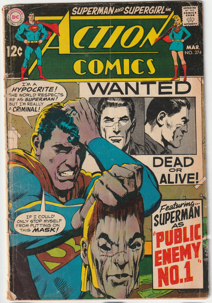 Action Comics #374 Superman: "Alias Super-Thief!" & Supergirl: "No Mercy for Supergirl!" (GD/VG)