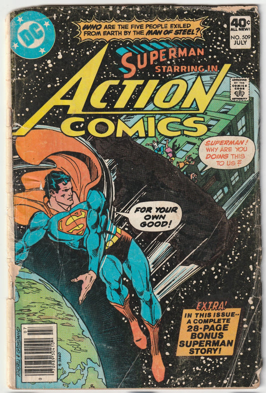 Action Comics #509 "The Great Space-Travel Hoax!" & "The Computers That Saved Metropolis!"  (Newsstand - GD/VG)