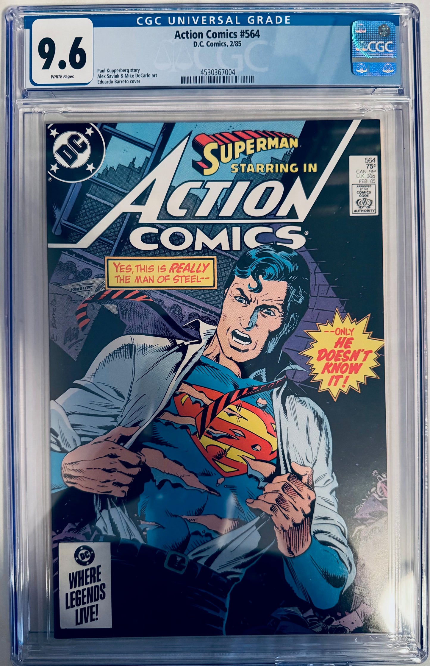 Action Comics (1938) #564 CGC [9.6] (Internal Crack on Slab)