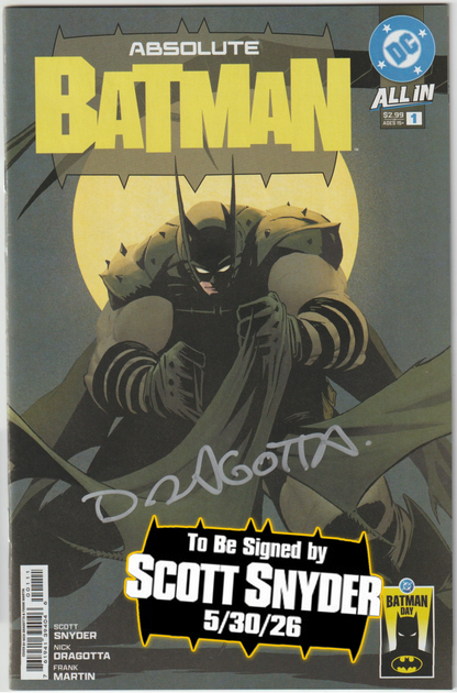 ABSOLUTE BATMAN #1 Cover A Nick Dragotta (1st Print) Batman Day 2025 [SIGNED BY SCOTT SNYDER & NICK DRAGOTTA]