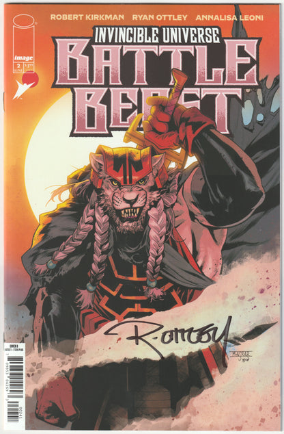 Invincible Universe: Battle Beast #2D – First Print, Mahmud Asrar & Matthew Wilson 1:25 Incentive Variant Cover, Signed by Ryan Ottley (NM/NM+)