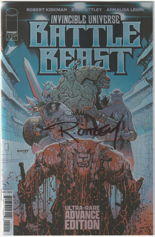 Invincible Universe: Battle Beast #2 – First Print, Ultra-Rare Advance Edition Holo Foil Variant, Signed by Ryan Ottley (NM/NM+) (Poly bag exclusive!)