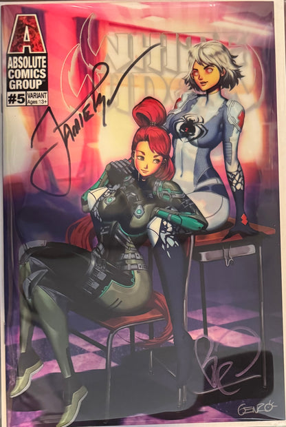 White Widow #5 Kickstarter School Girls Lenticular Genzoman Cover 2x Signed with COA