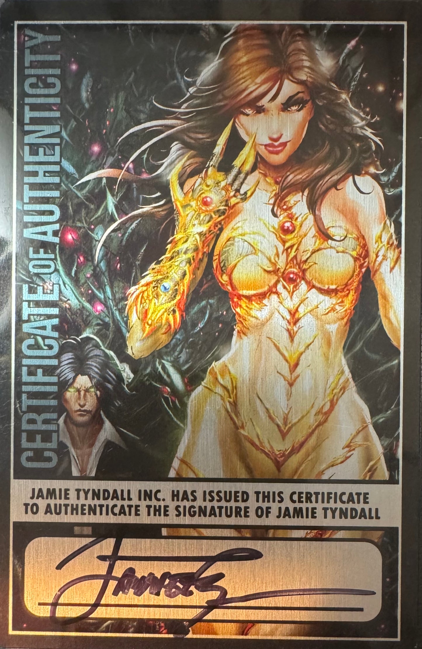 Witchblade #3 2024 NYCC Exclusive Foil Limited to 500 Copies - Tyndall Cover, One of a Kind Swarovski Gem Cover, Signed by Tyndall and Witchblade Co-Creator Brian Haberlin (NM+/MT) Metal CoA