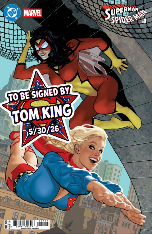 DC/Marvel: Superman/Spider-Man #1 (One-Shot) Card Stock Cover I Adam Hughes Supergirl 70's and Spider-Woman 70's  [SIGNED BY TOM KING]