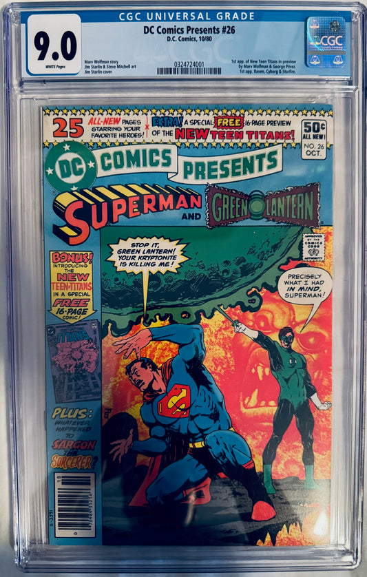 DC Comics Presents #26 (CGC 9.0) – Superman and Green Lantern (the Historic First Appearance of the New Teen Titans!)