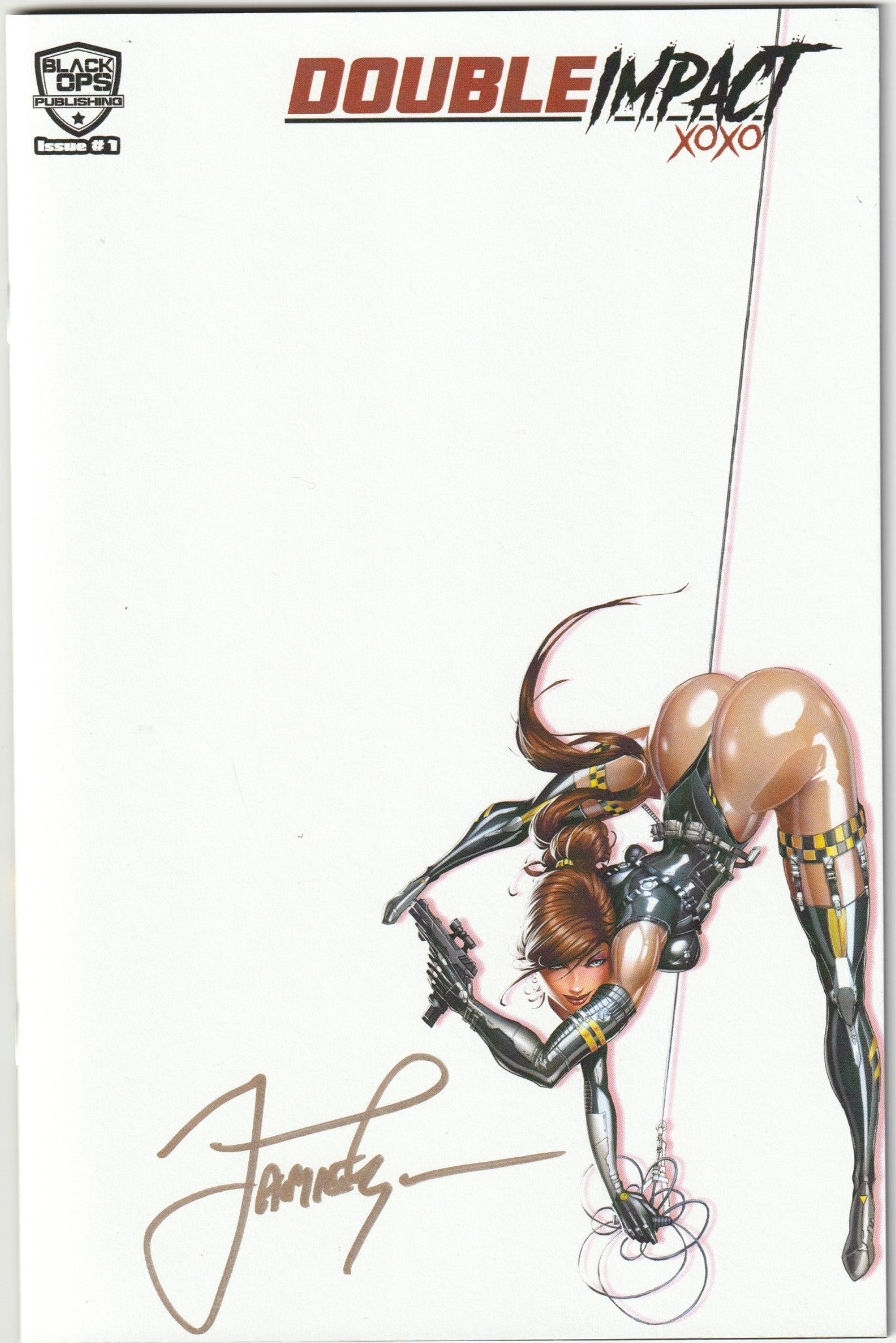 Double Impact #1 - Blank Sketch Cover by Jamie Tyndall, Signed in Gold COA