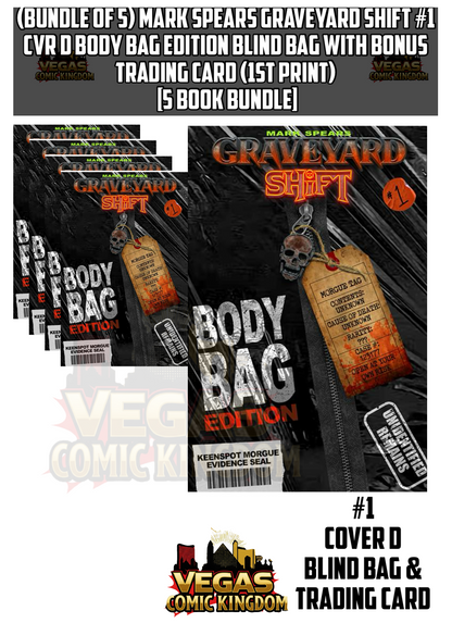 Mark Spears Graveyard Shift #1 CVR D BODY BAG EDITION BLIND BAG WITH BONUS TRADING CARD (1st Print) [5 Book Bundle]