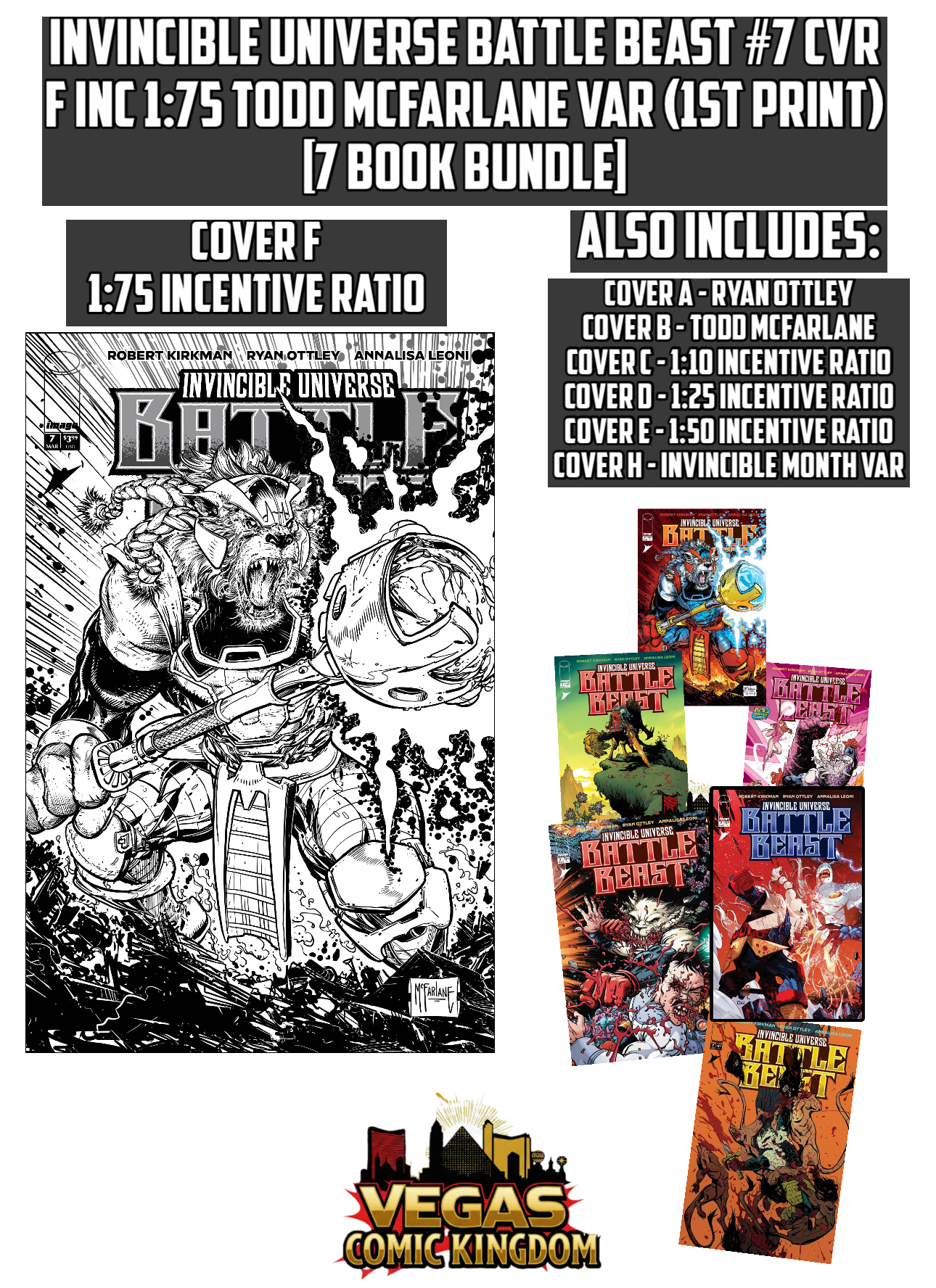INVINCIBLE UNIVERSE BATTLE BEAST #7 CVR F INC 1:75 TODD MCFARLANE VAR (1st Print) [7 Book Bundle]