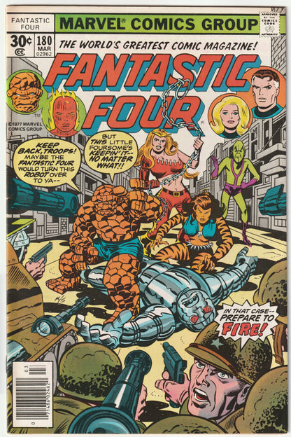 Fantastic Four #180 "Bedlam in the Baxter Building!" Newsstand Edition (FN+/VF-) 1st App Hammerhead Family