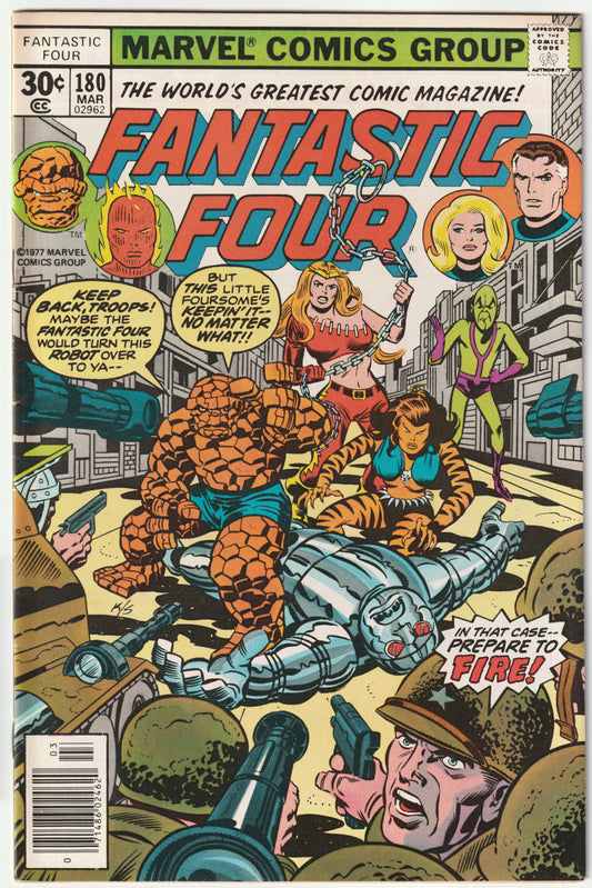 Fantastic Four #180 "Bedlam in the Baxter Building!" Newsstand Edition (FN+/VF-) 1st App Hammerhead Family