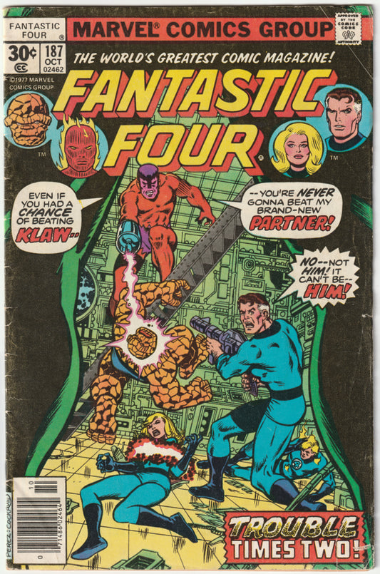 Fantastic Four #187 "Trouble Times Two" Newsstand Edition (VG/VG+)