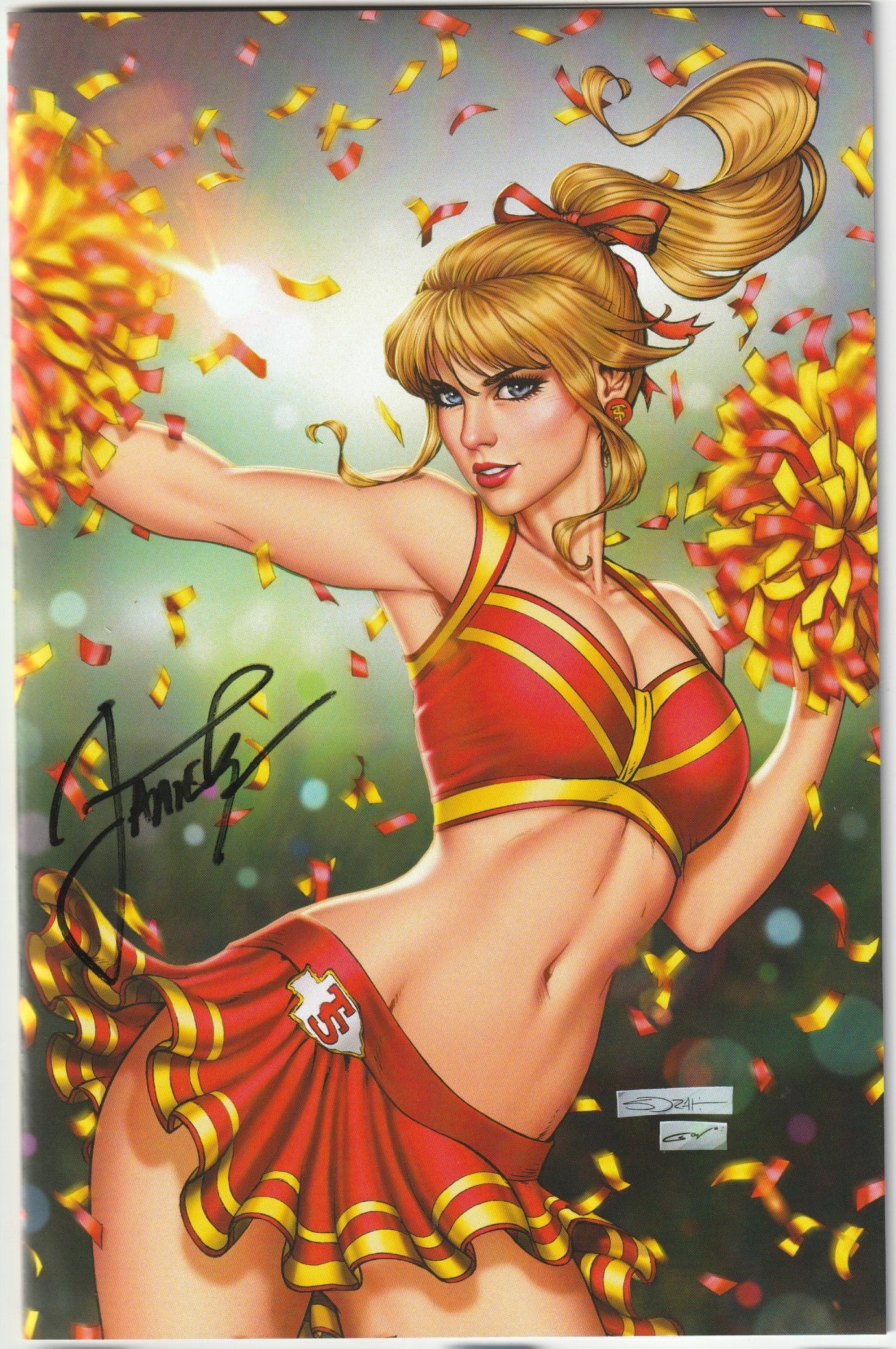 Female Force #1: Taylor Swift /Kelce Homage- "Art-Only" Cover Variant Signed by Tyndall with COA (NM/NM+)