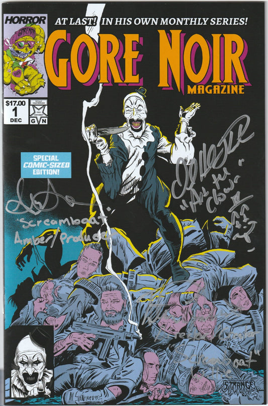 Gore Noir 1 - Signed by Terrifier Star David Howard Thorton, Screamboat/Mean One Director Steven LaMorte and Screamboat/Mean one star Amy Schumacher - Wolverine Cover Homage (Screamboat Triple Signature edition)