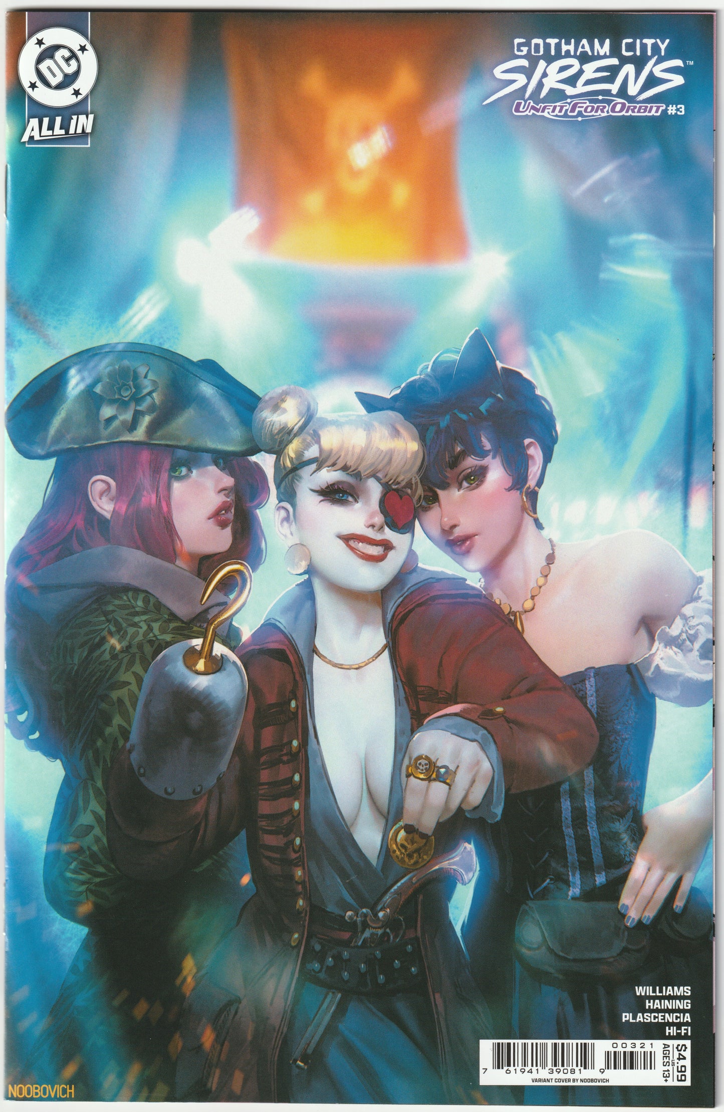 Gotham City Sirens: Unfit for Orbit #3 (of 5) Cover B Noobovich Card Stock Variant – DC Comics 2025 (NMNM+)