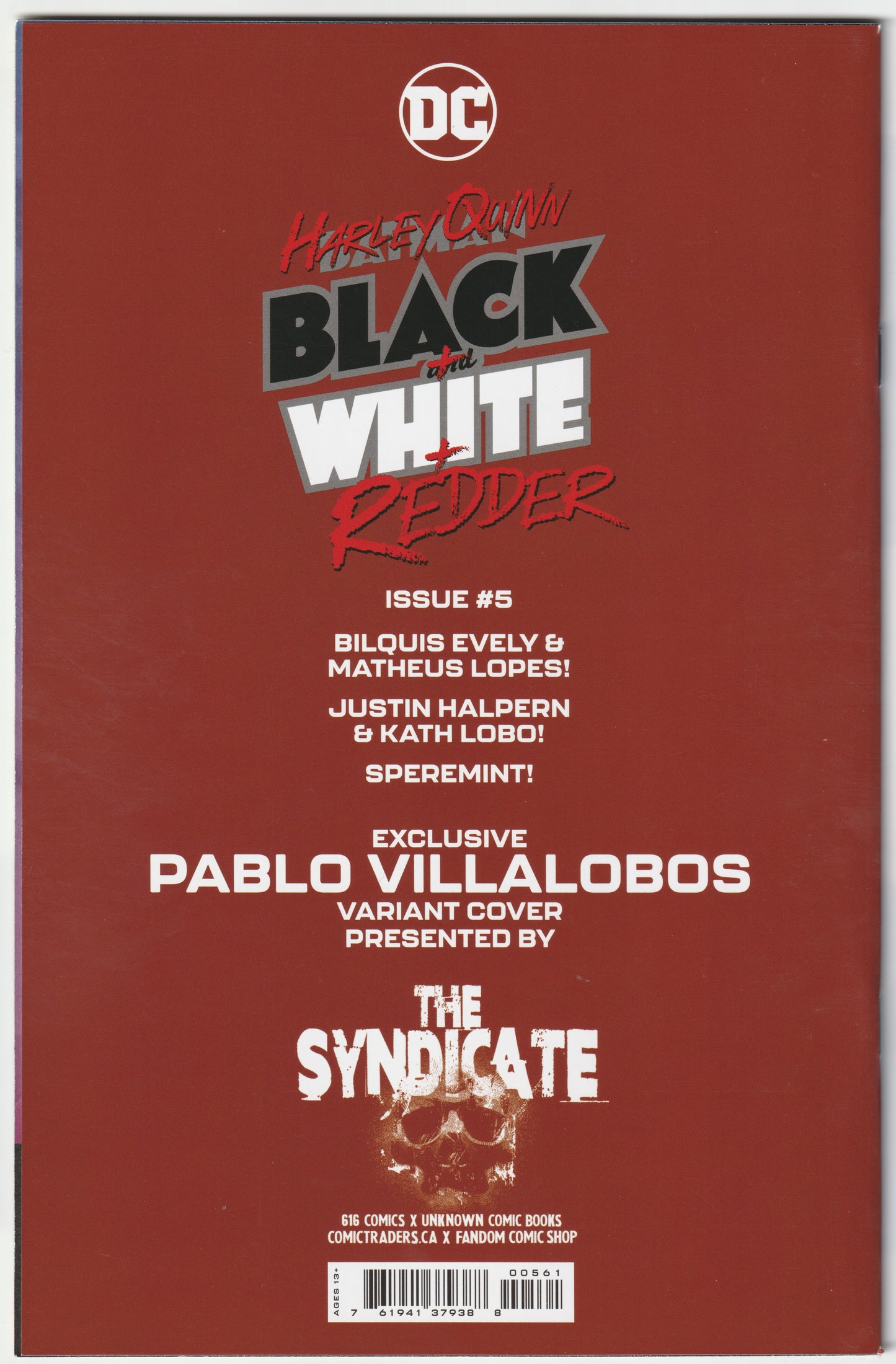 Harley Quinn: Black + White + Redder #5 Pablo Villalobos Virgin Variant Cover Signed with COA – DC Comics 2023 (NM/NM-)